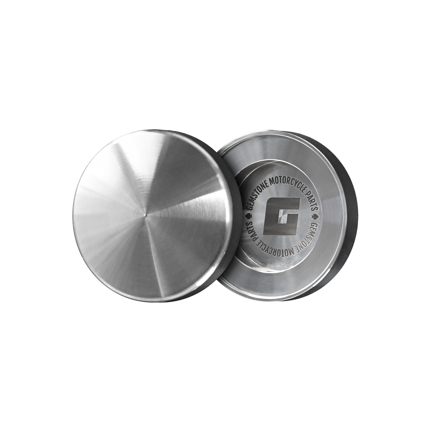 Isolated image of a pair of Yamaha Wildstar 1600 Fork Bolt Caps made out of raw aluminium.